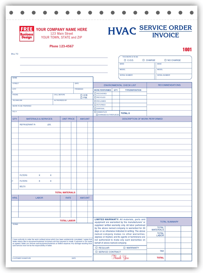 Free Printable Hvac Invoice Template