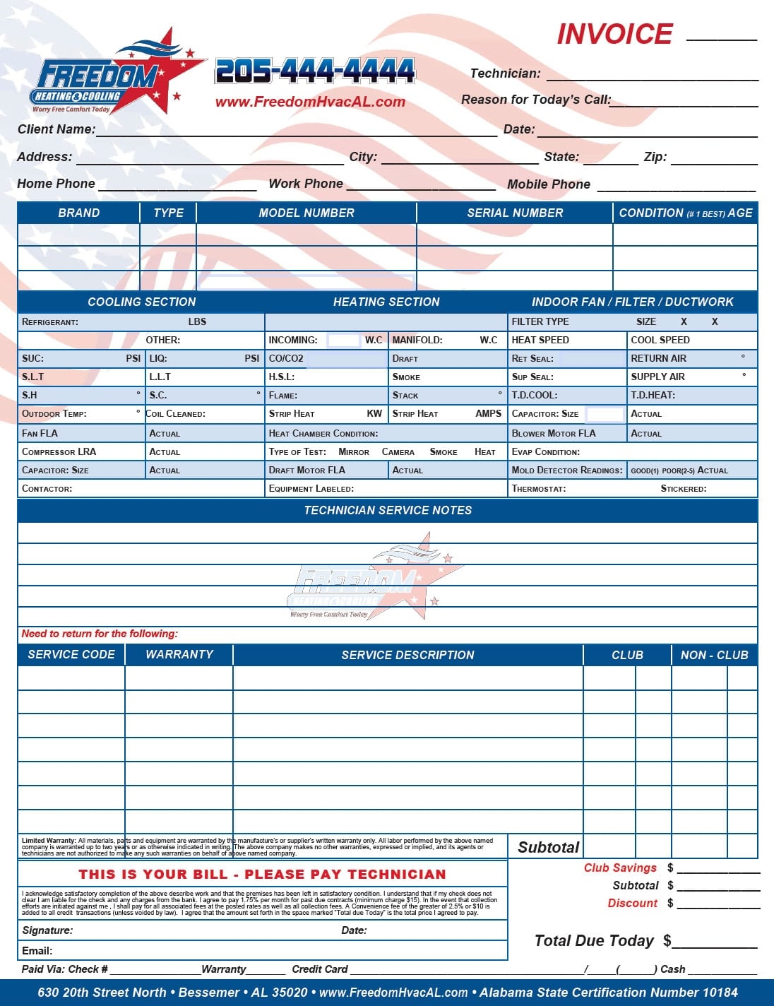 Free Printable Hvac Invoice Template Printable Templates