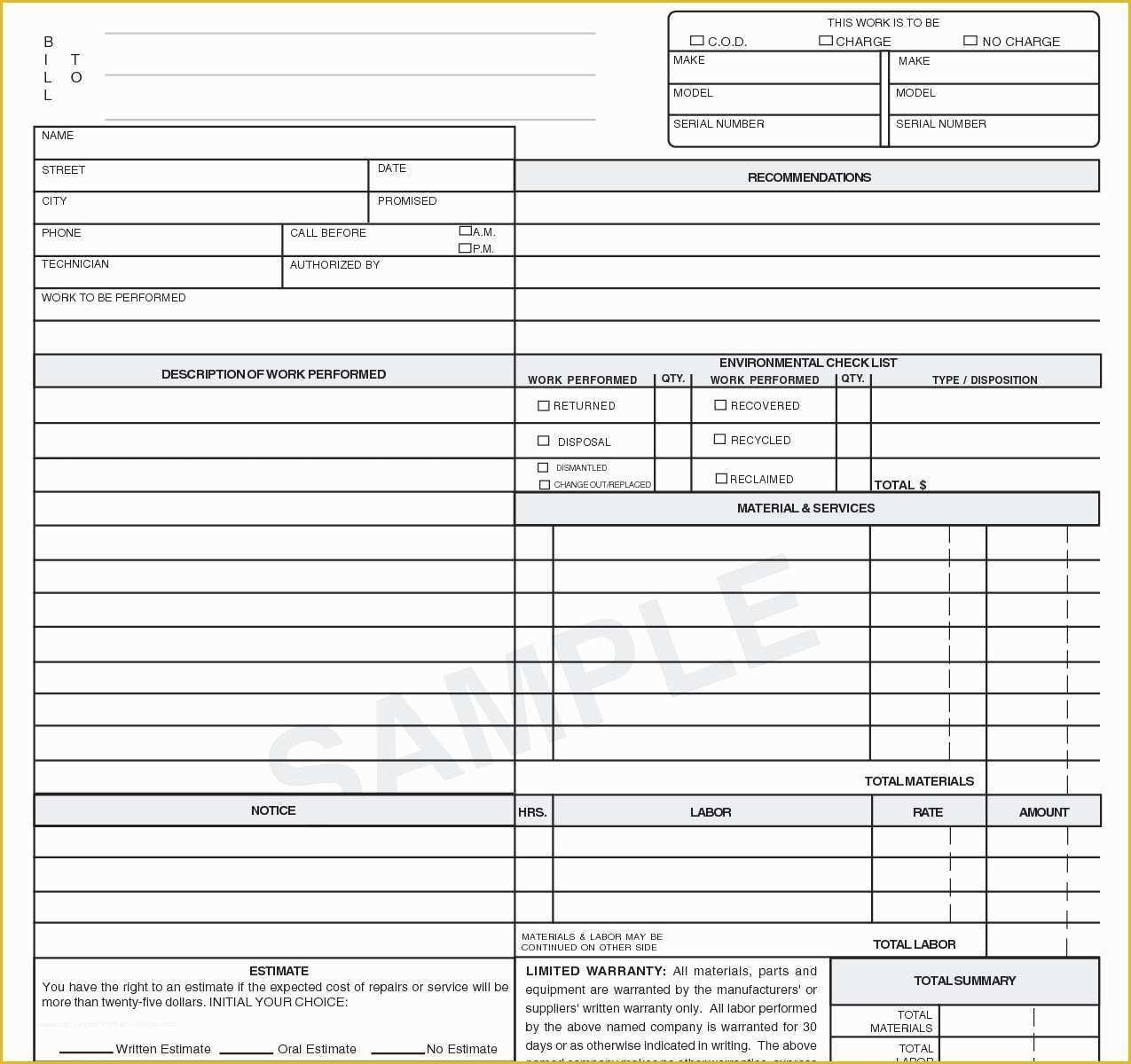 Free Printable Hvac Invoice Template