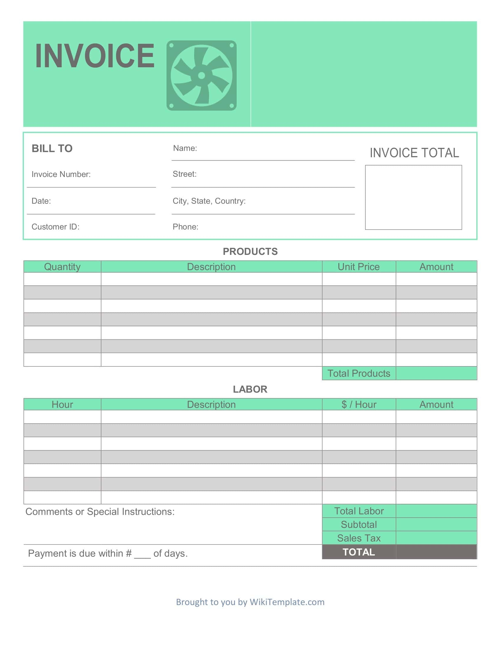 Free Printable HVAC Invoice Templates PDF Excel 