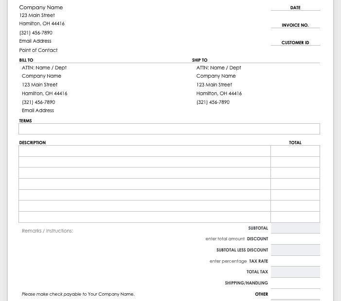 Free Printable Invoice Template Microsoft Word Detrester