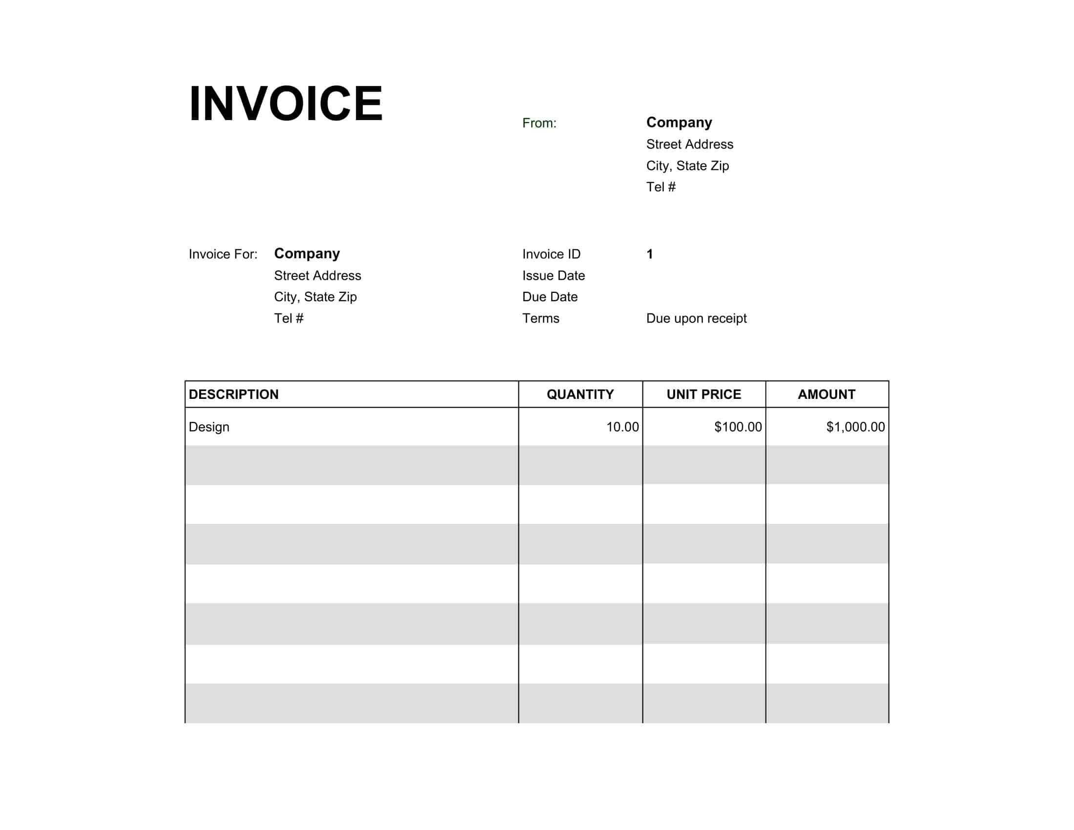 Free Printable Invoice Templates Excel Word PDF Blank Download