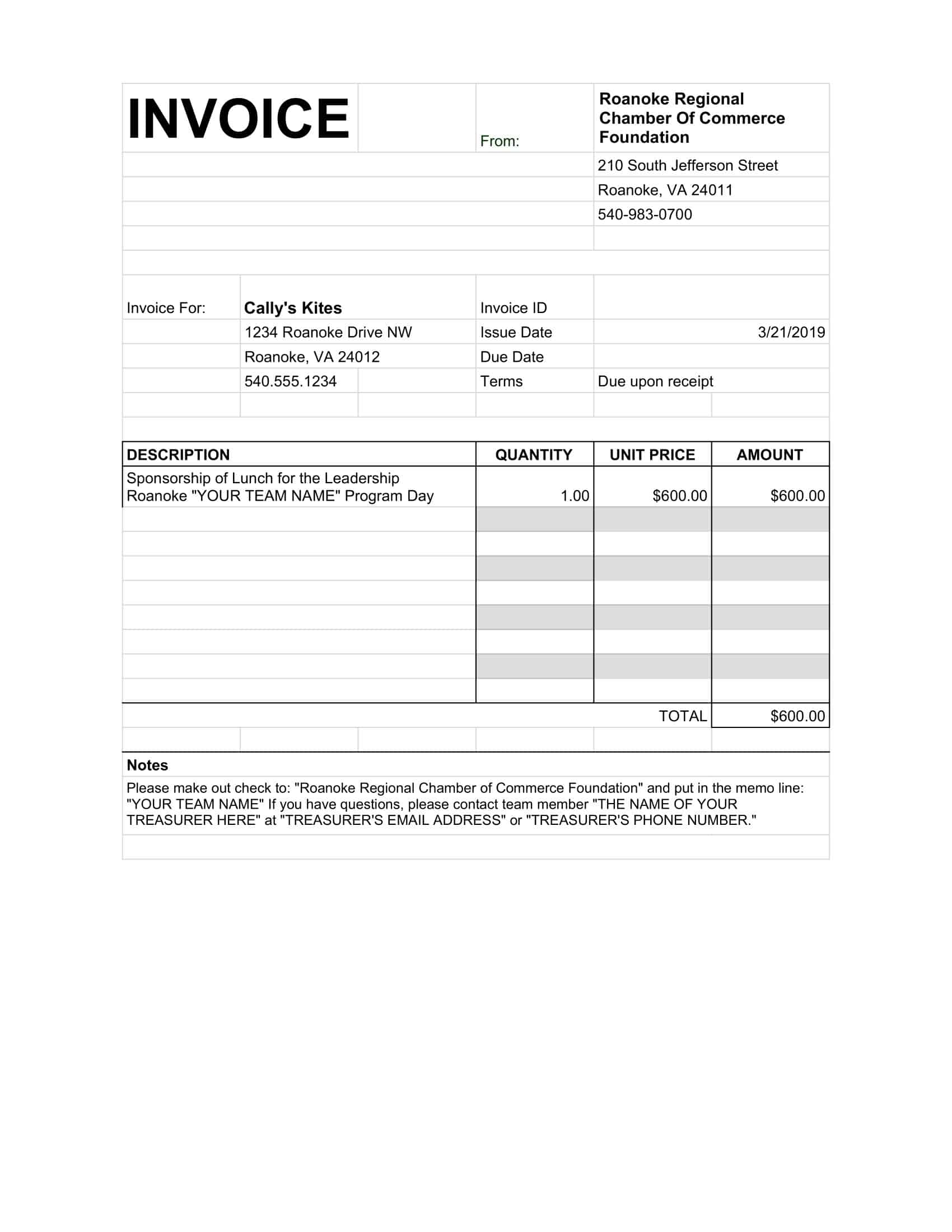 Free Printable Invoice Templates Excel Word PDF Blank Download