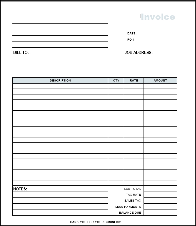 Free Printable Job Invoices