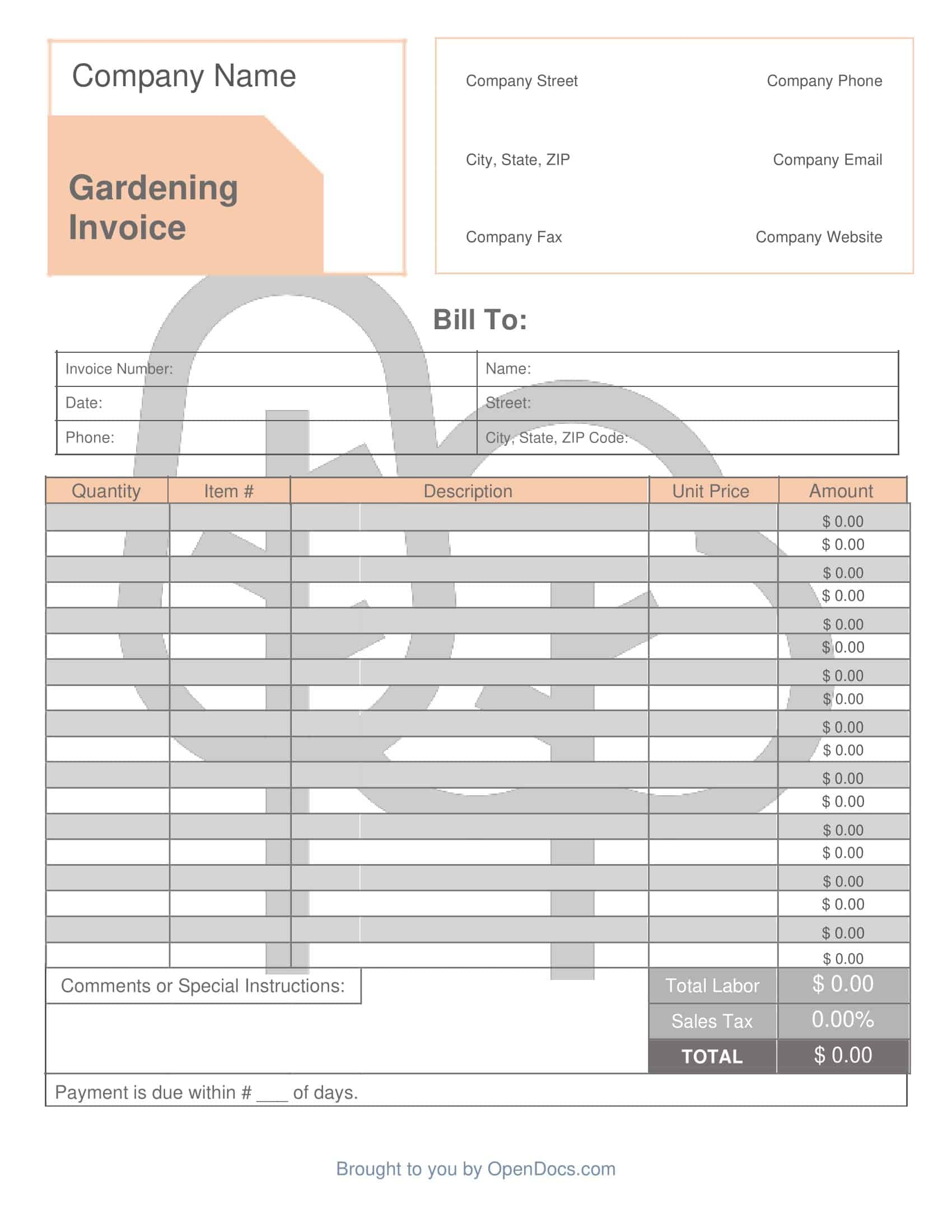 Free Printable Landscaping Invoice Templates PDF Word With Examples 