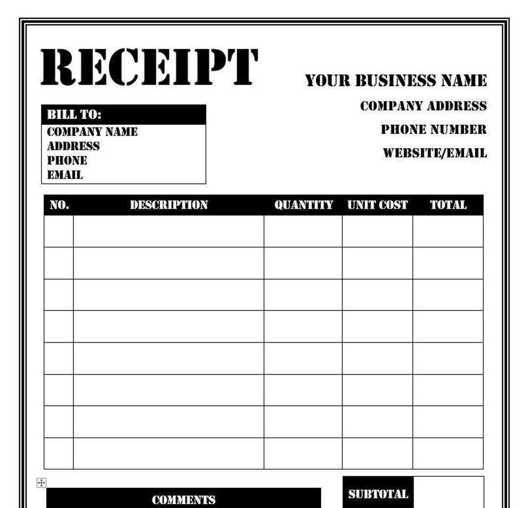 Free Printable Receipt Template Pdf Word Printable Templates Free