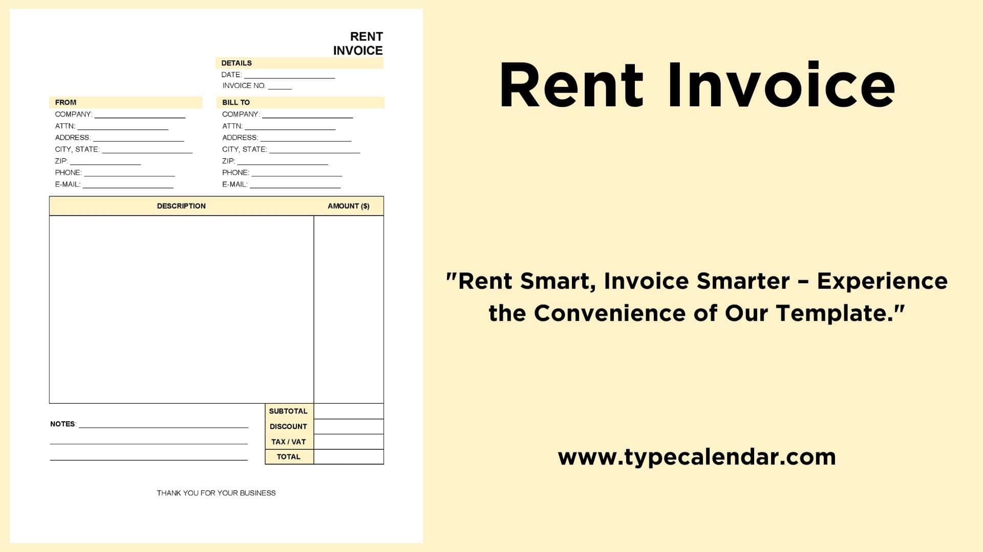 Free Printable Rent Invoice Templates Word Excel PDF 
