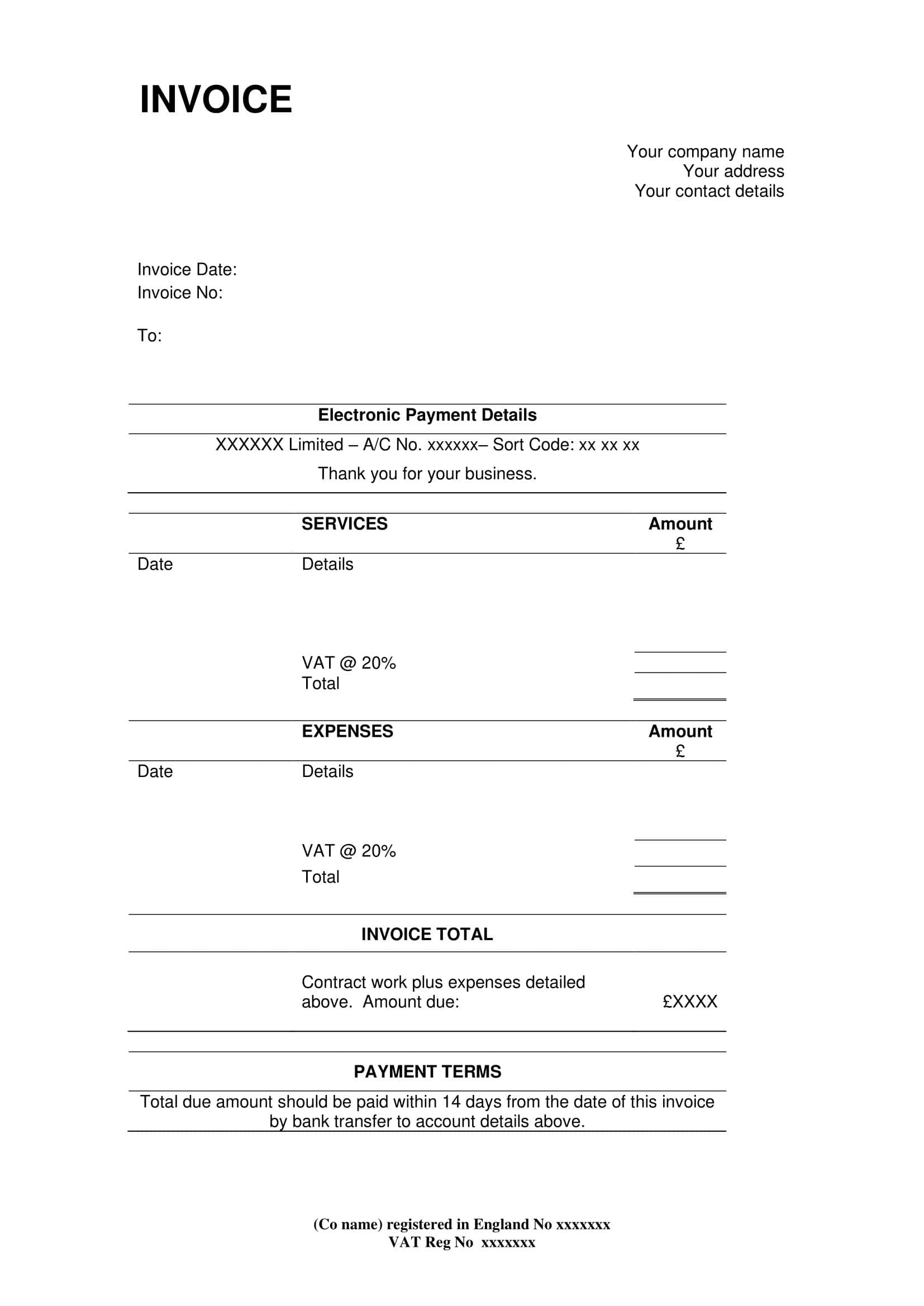 Free Printable Self Employed Invoice Templates Word PDF Hours Worked