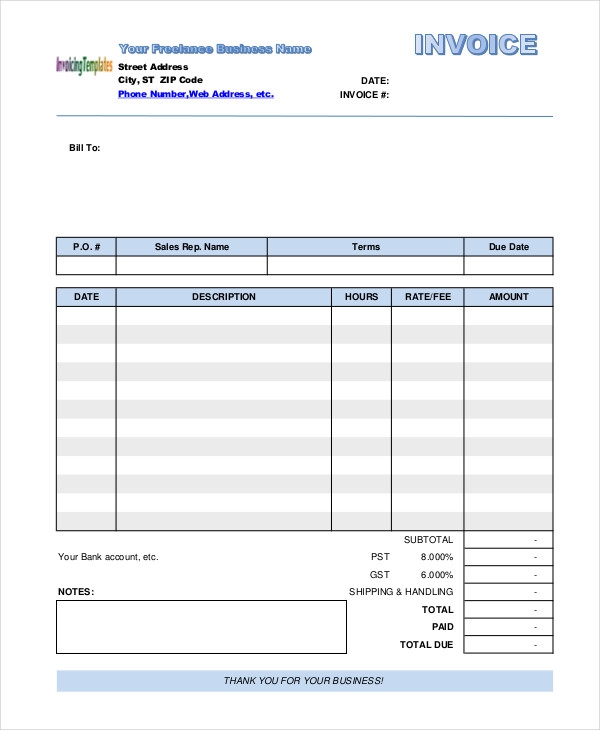 Free Printable Work Invoice Template Templates Printable