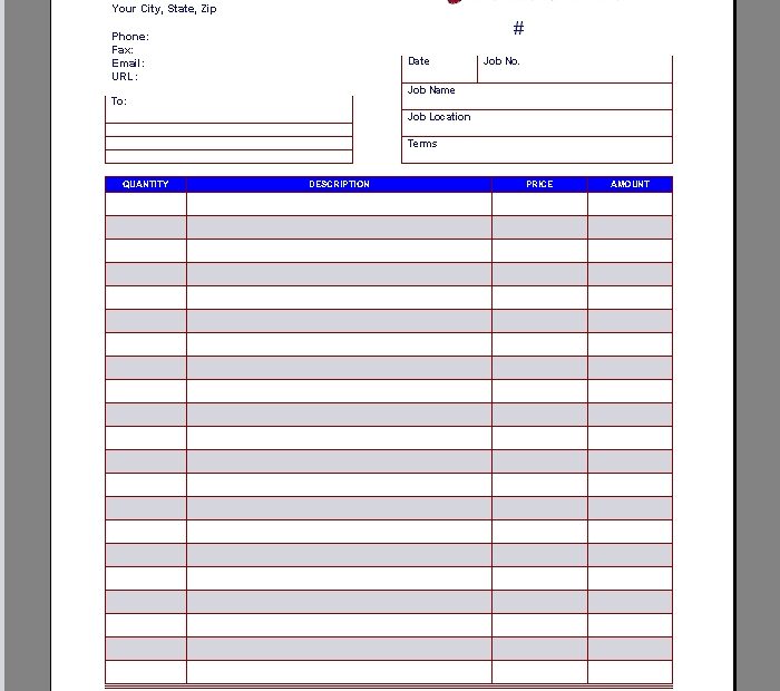 Free Printable Work Invoices