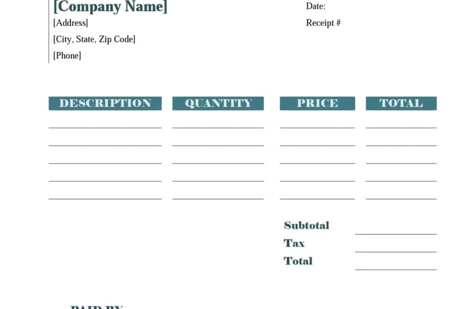 FREE Receipt Template Printables Word Excel Or Editable PDF