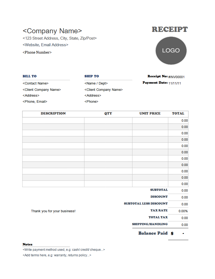 Free Receipt Templates Free Receipt Templates