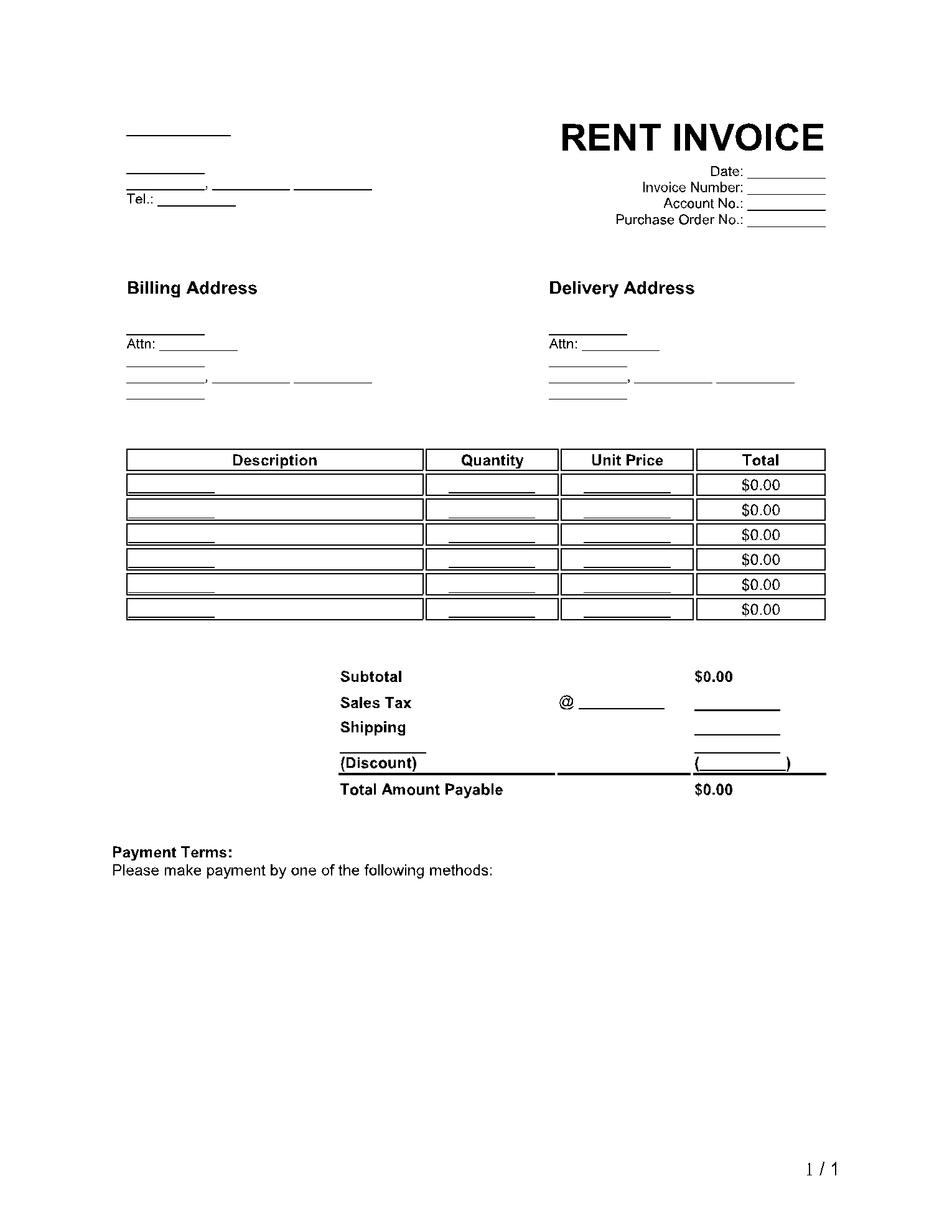 Free Rent Invoice Template Doc U0026 PDF CocoSign