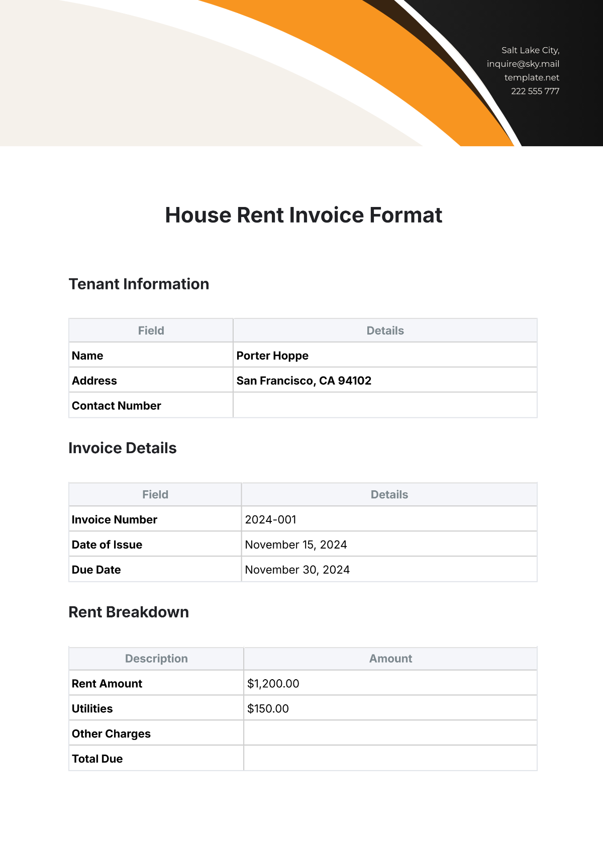 Free Rent Invoice Templates Editable And Printable