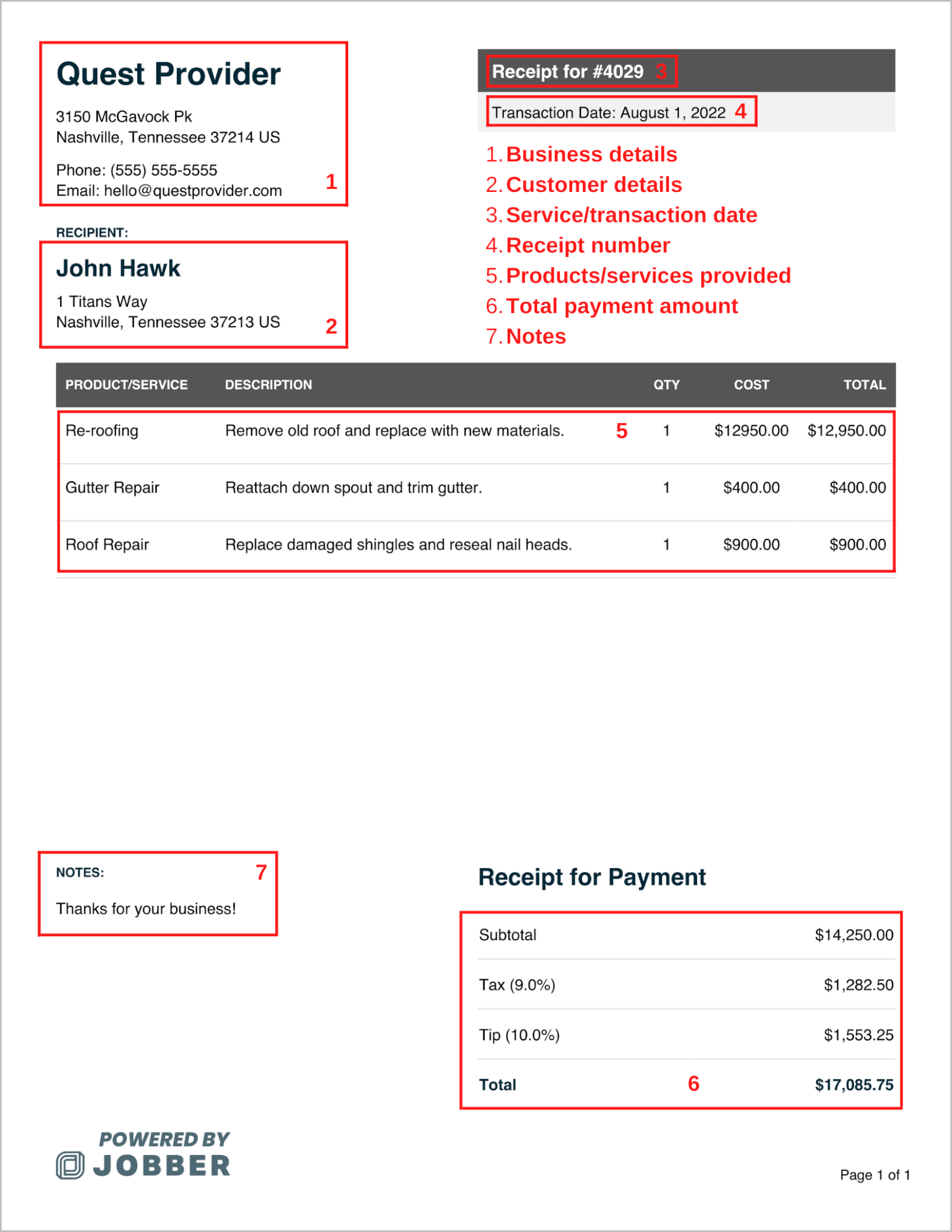 Free Roofing Receipt Template Edit U0026 Download