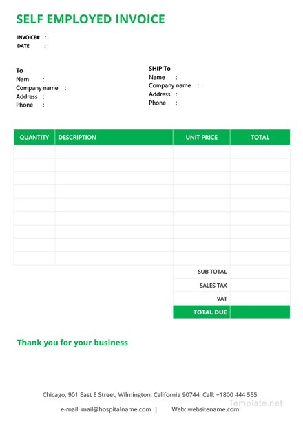 FREE Self Employed Invoice Template PDF Word DOC Excel PSD 
