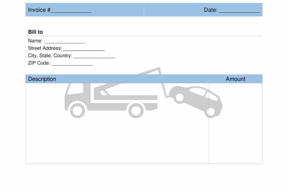 Free Towing Company Invoice Template PDF Word EForms