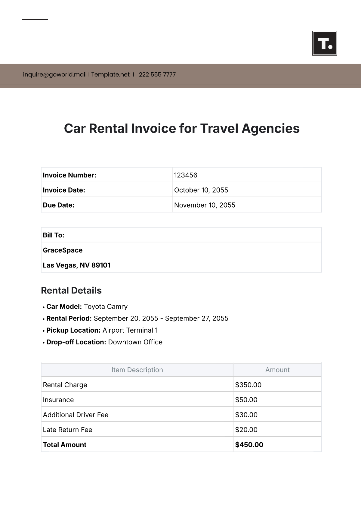Free Vehicle Invoice Templates Editable And Printable