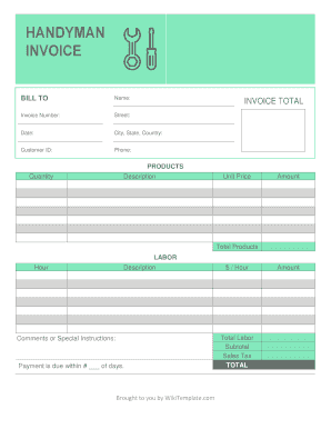 Handyman Invoice Fill And Sign Printable Template Online