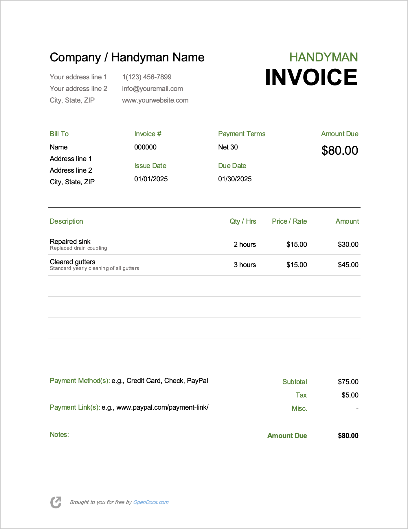 Handyman Service Bill Invoice Templates A Comprehensive Guide For 