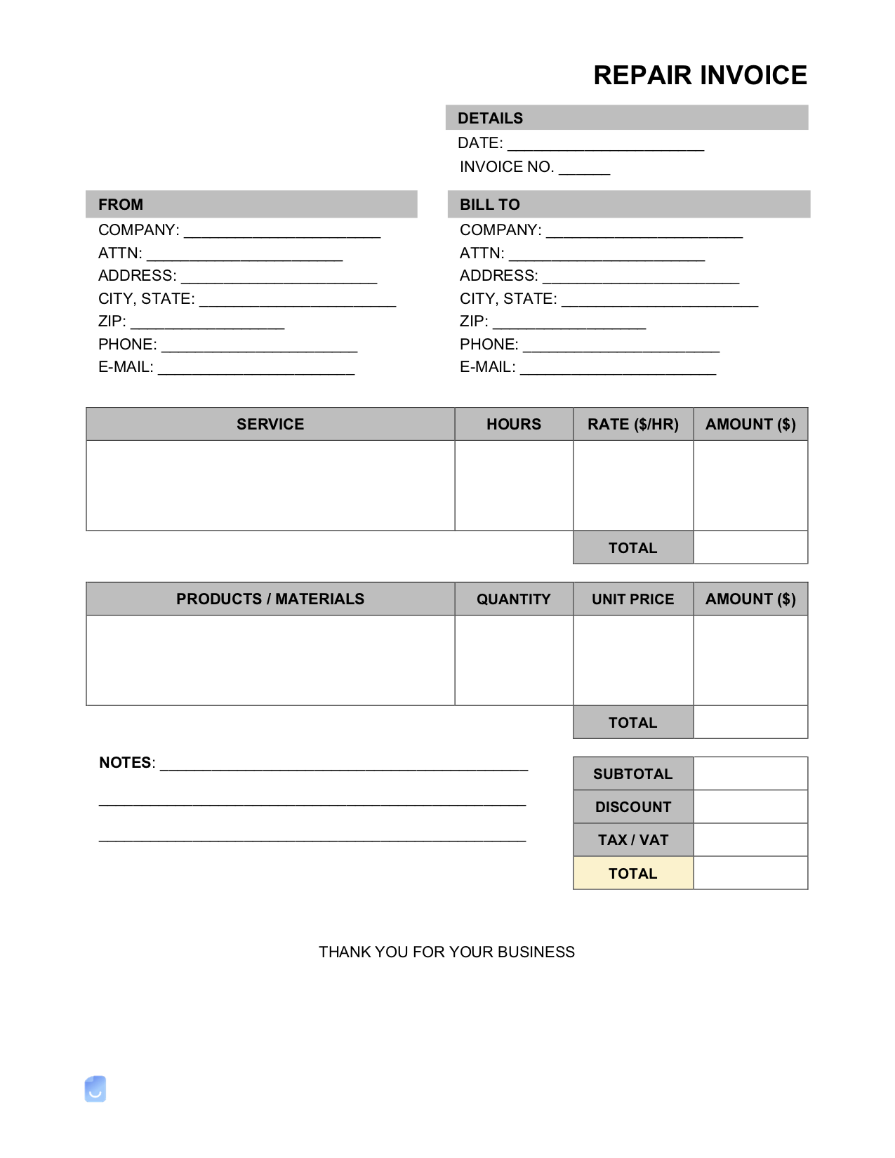 Home Repair Invoice Template Download Printable Pdf T Vrogue co