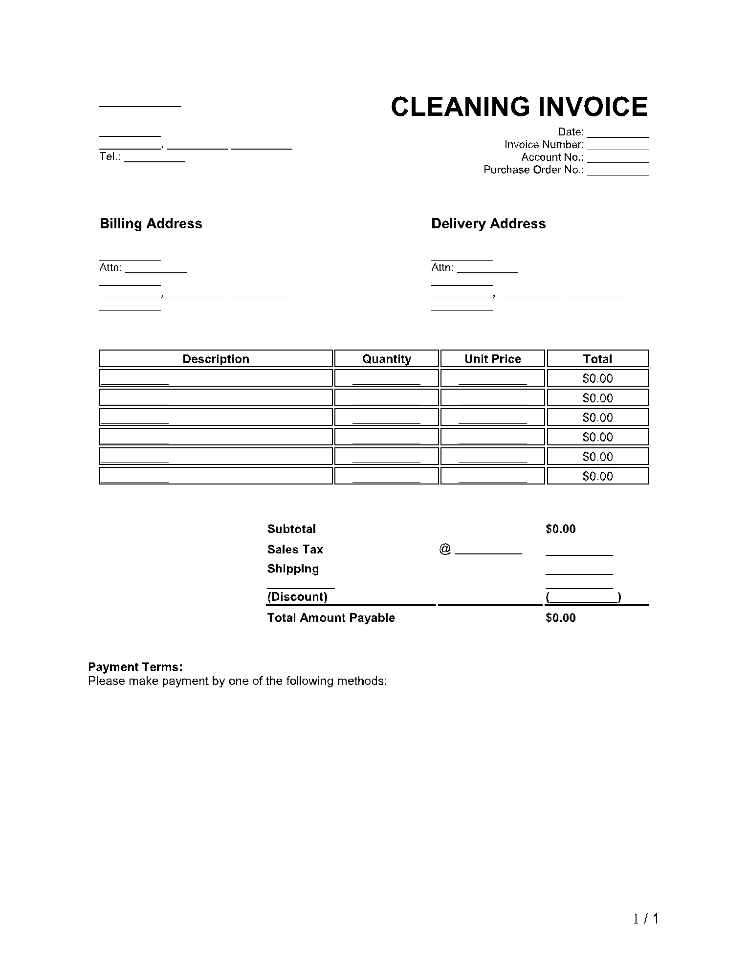House Cleaning Invoice Template Free Download CocoSign
