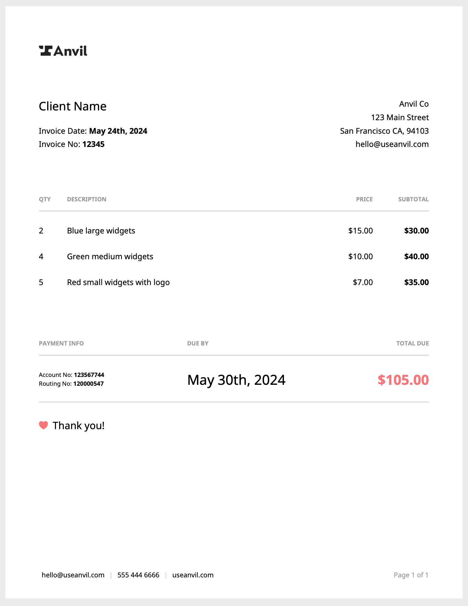 Html Css Invoice Template Free Printable Templates
