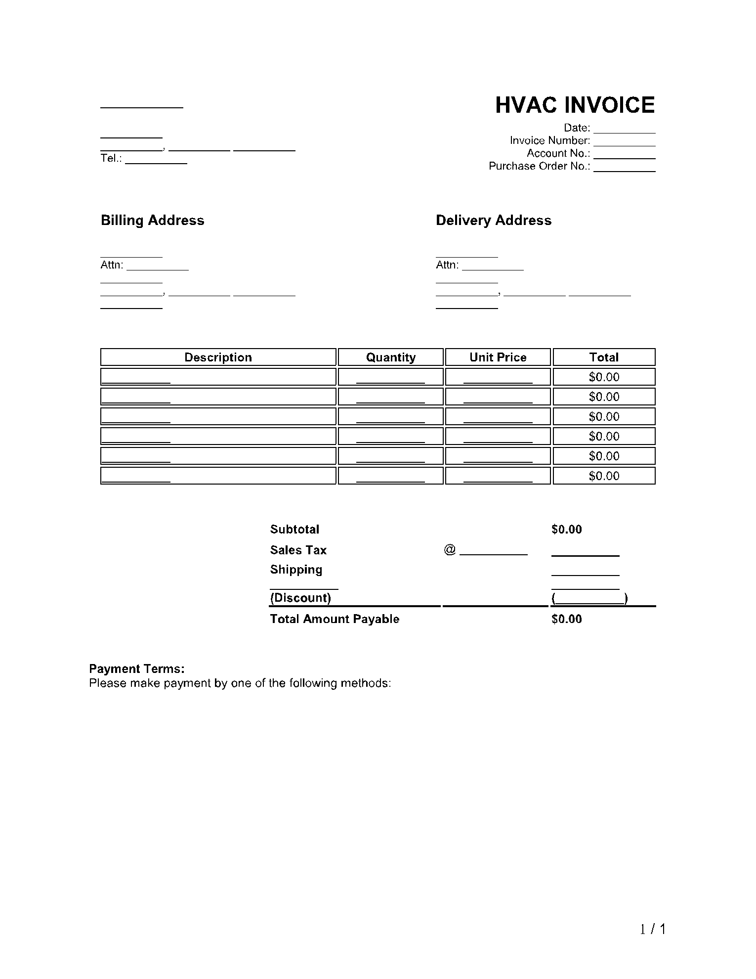 HVAC Invoice Template Get Your Free Sample Now CocoSign