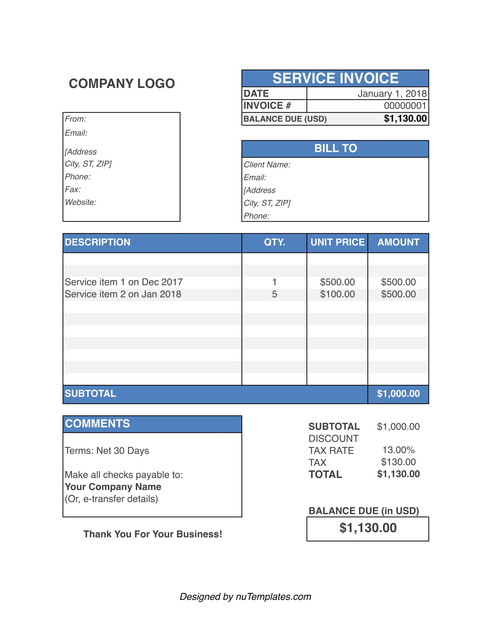 HVAC Invoice Template HVAC Invoices NuTemplates Worksheets Library