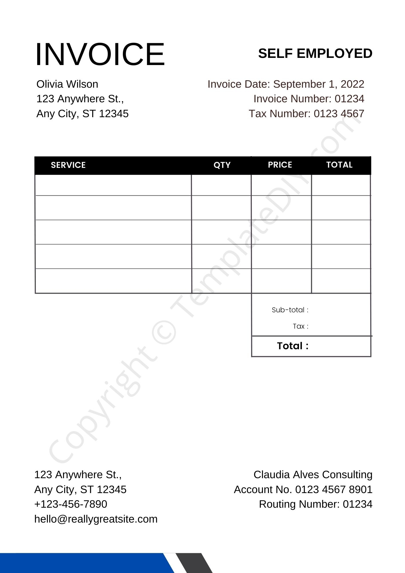 Invoice For Self Employed Template Best Template Collection Self 
