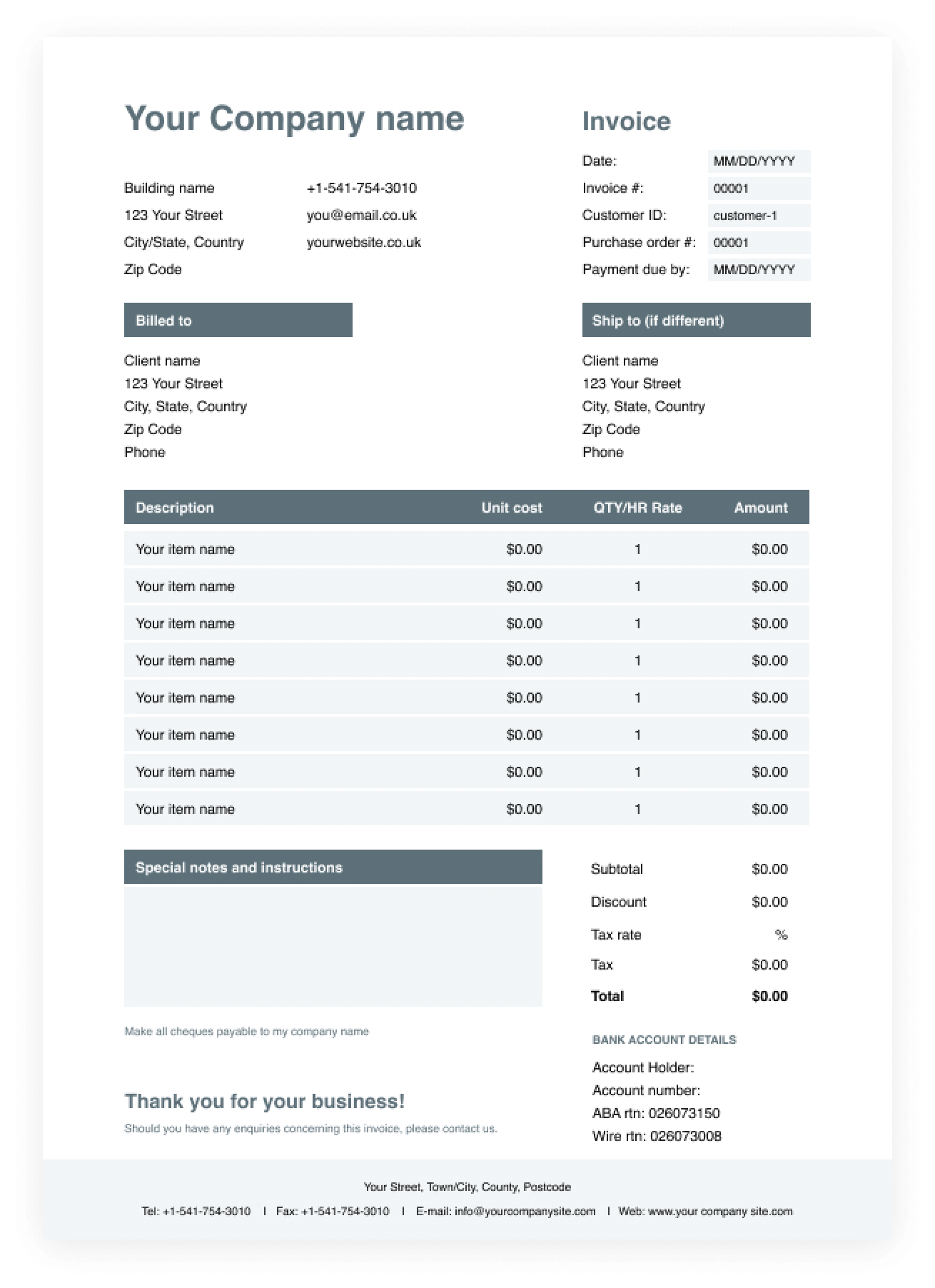 Invoice Template For PDF Free Download Wise