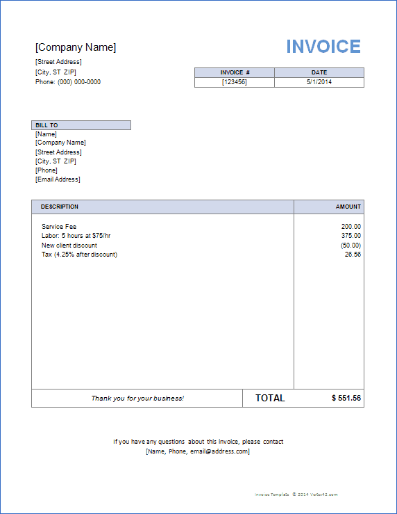 Invoice Template For Word Free Basic Invoice