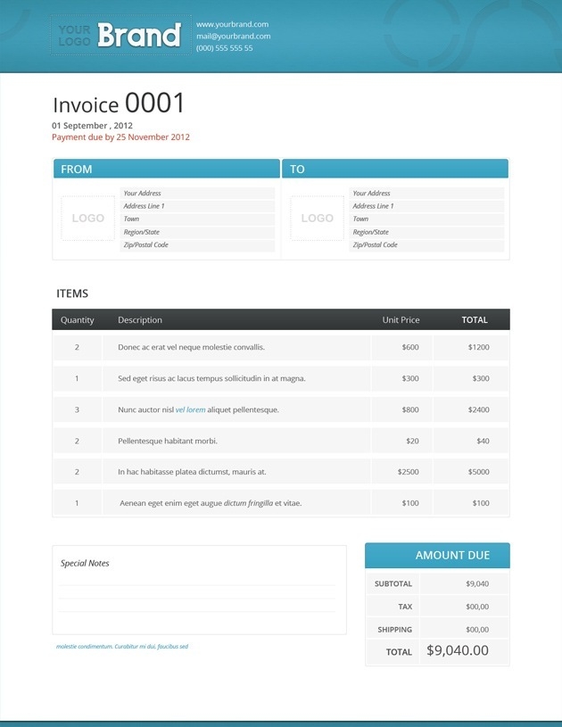 Invoice Template Html With Css Free Download Printable Templates