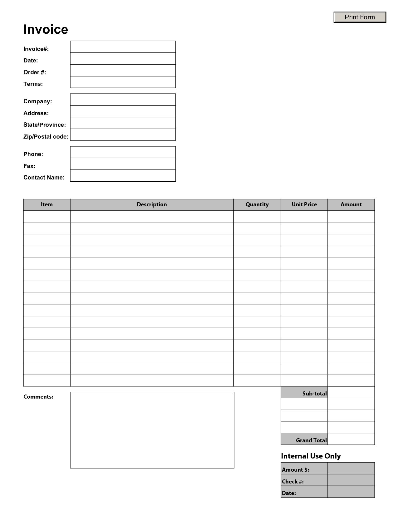 Invoice Template Pdf Free From Invoice Simple Free Blank Invoice 