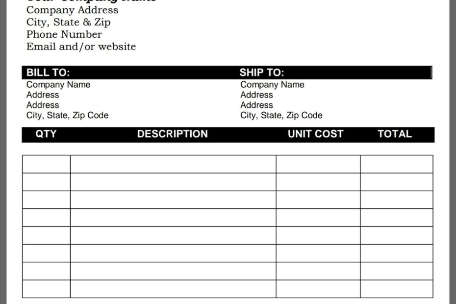 Invoice Template Printable Invoice Business Form Editable Invoice