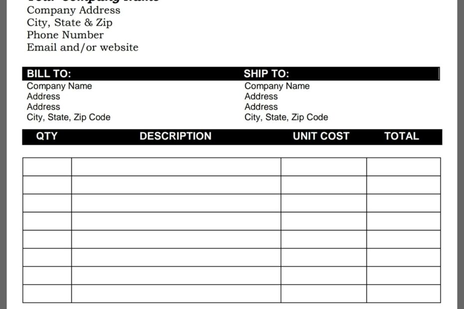 Invoice Template Printable Invoice Business Form Editable Invoice