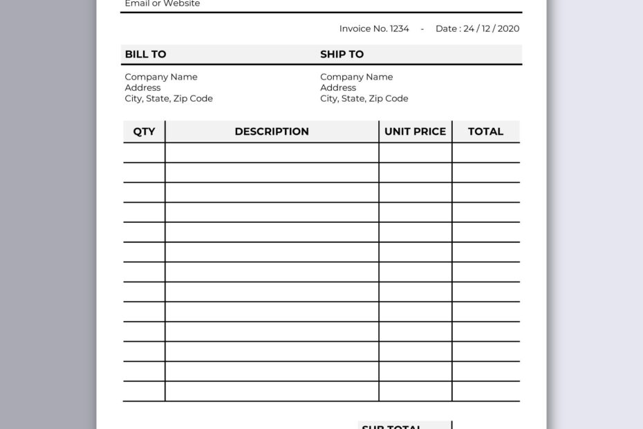 Invoice Template Printable Invoice Editable Invoice Receipt Microsoft