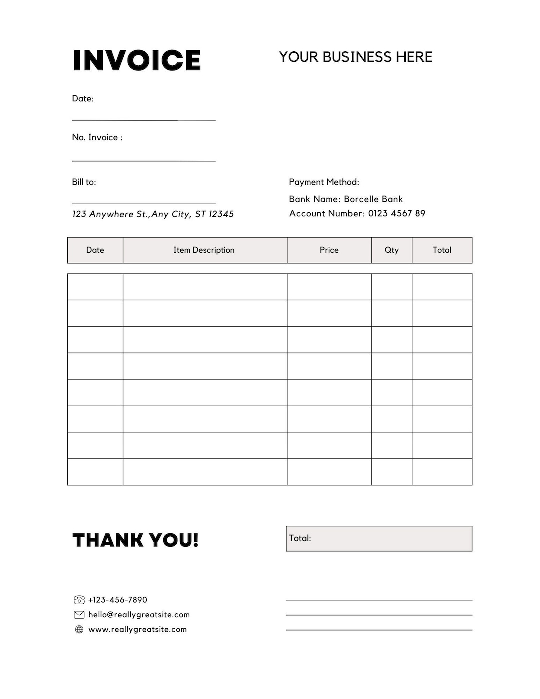 Invoice Template printable Invoice Template google Docs Invoice 