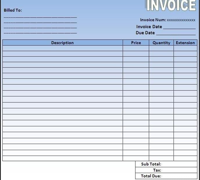 Invoice Templates Printable Free Word Doc