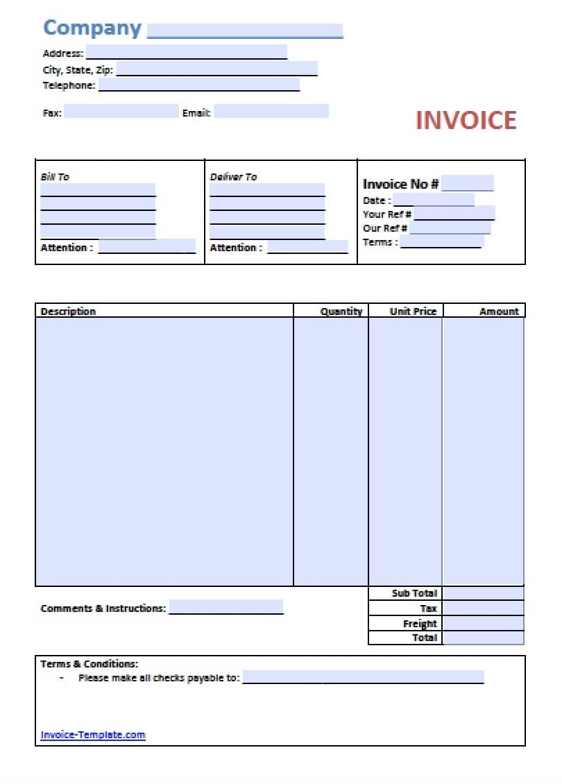 Invoice Templates Printable Free Word Doc