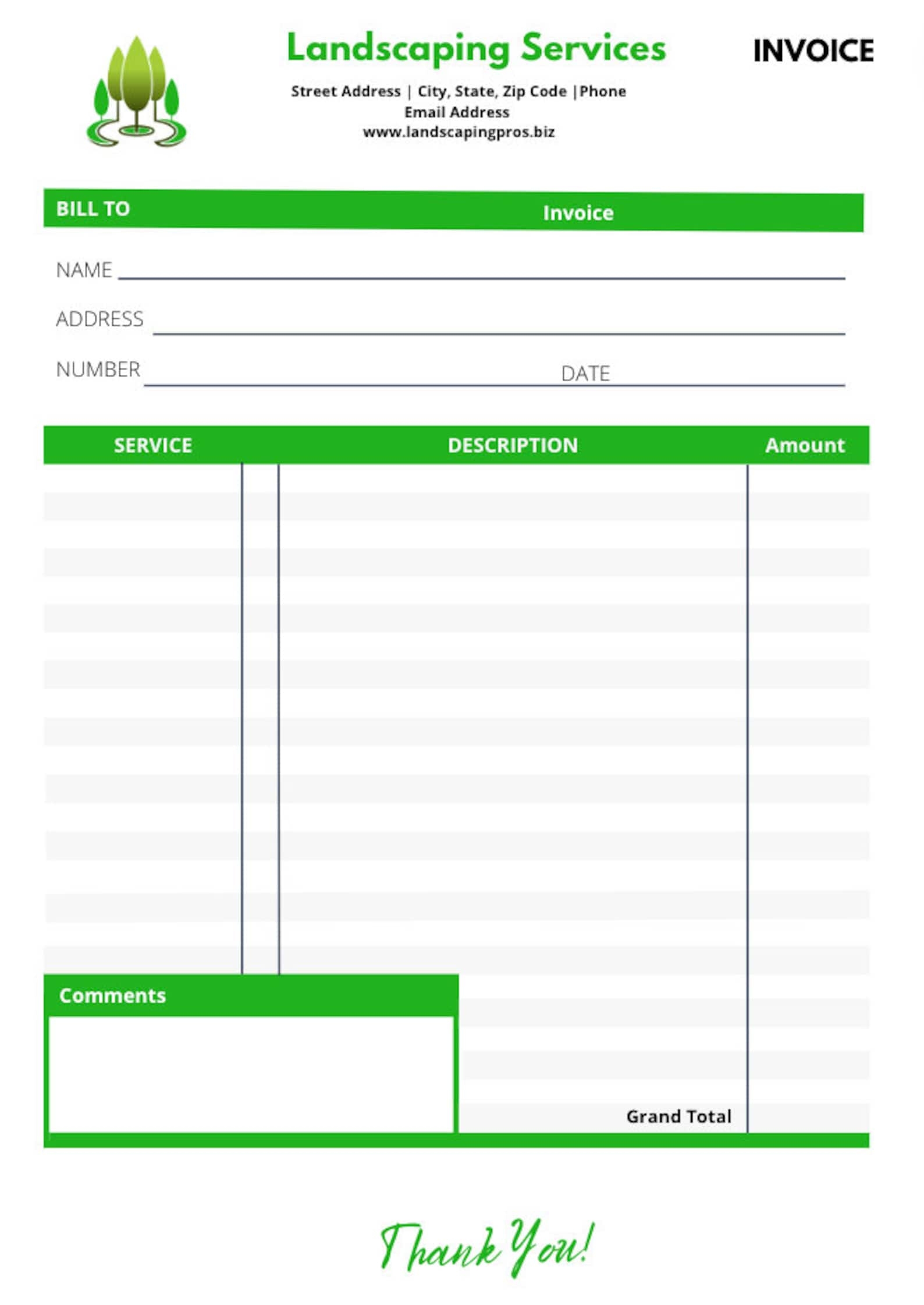 Lawn Care Invoice Template Landscaping Invoice Template Landscaping 