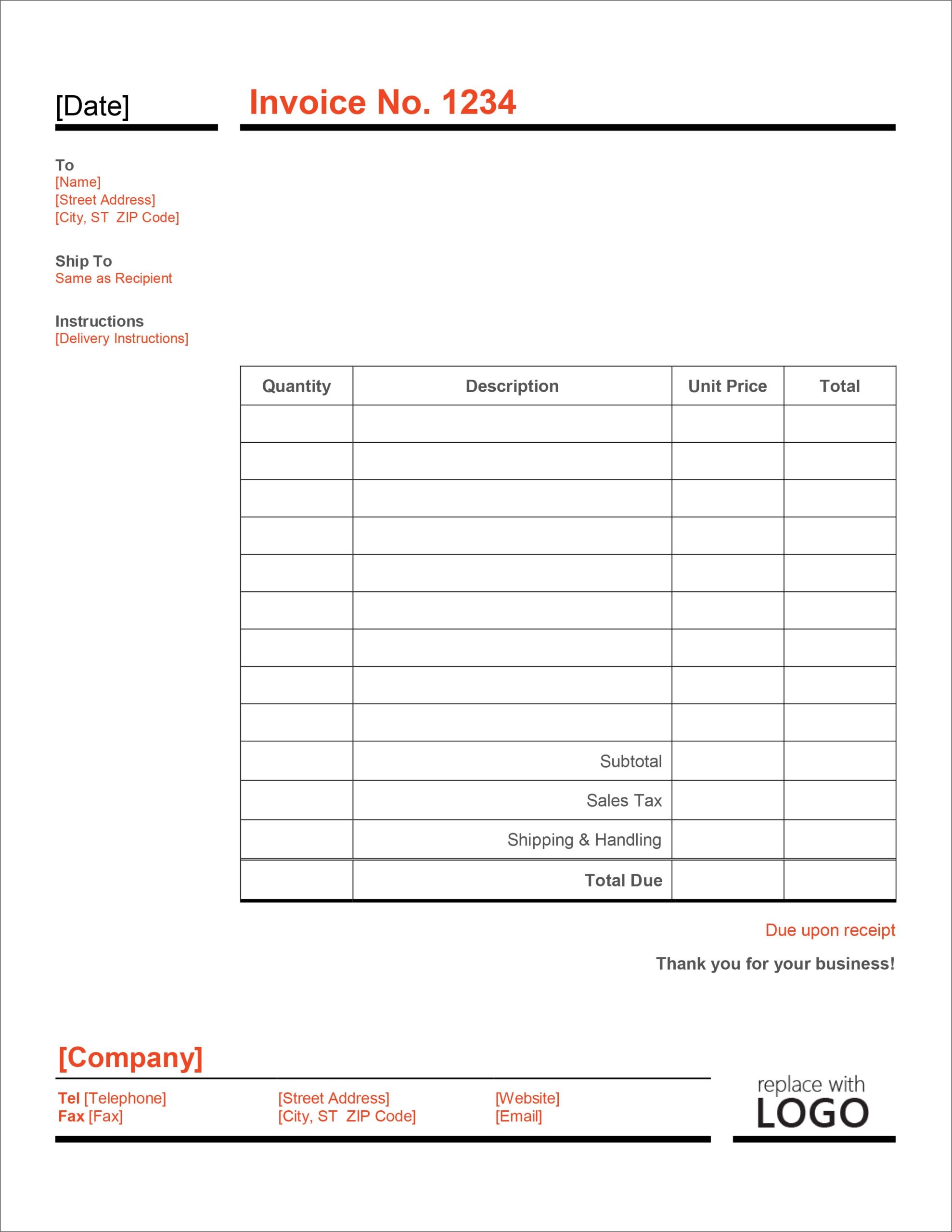 Microsoft Office Invoice Templates For Excel