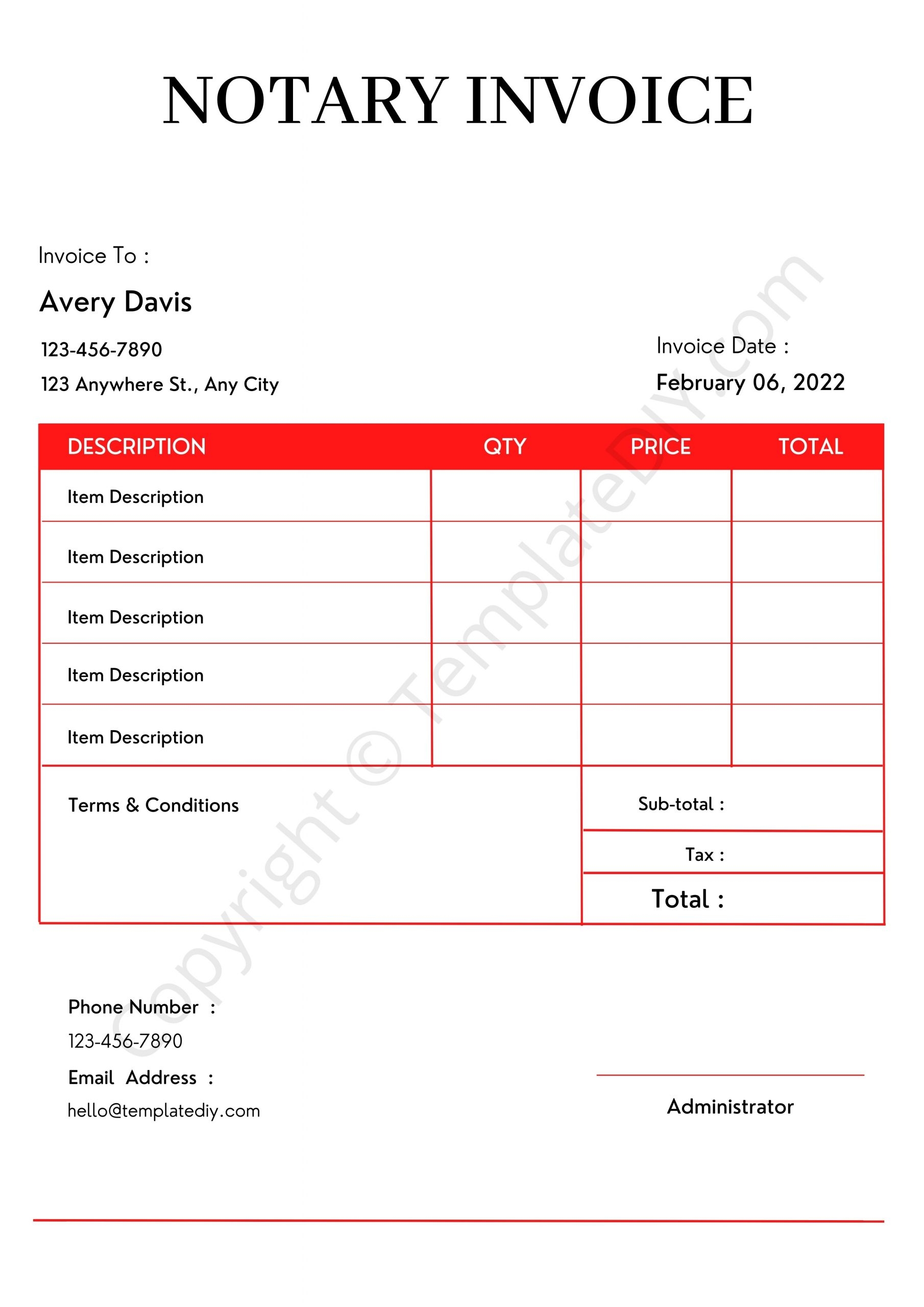 Notary Invoice Template Blank Printable In PDF Excel Word