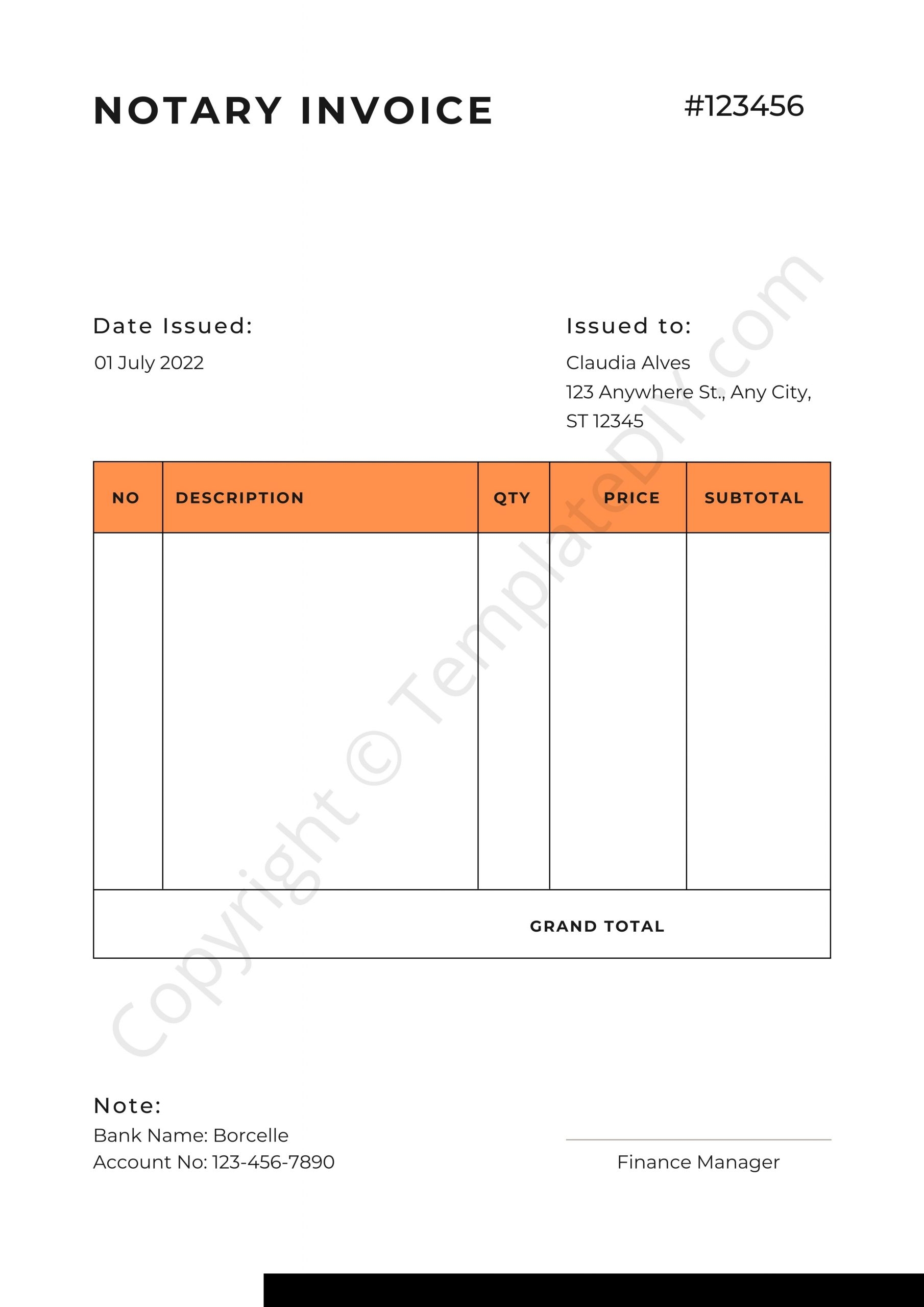 Notary Invoice Template Blank Printable In PDF Excel Word