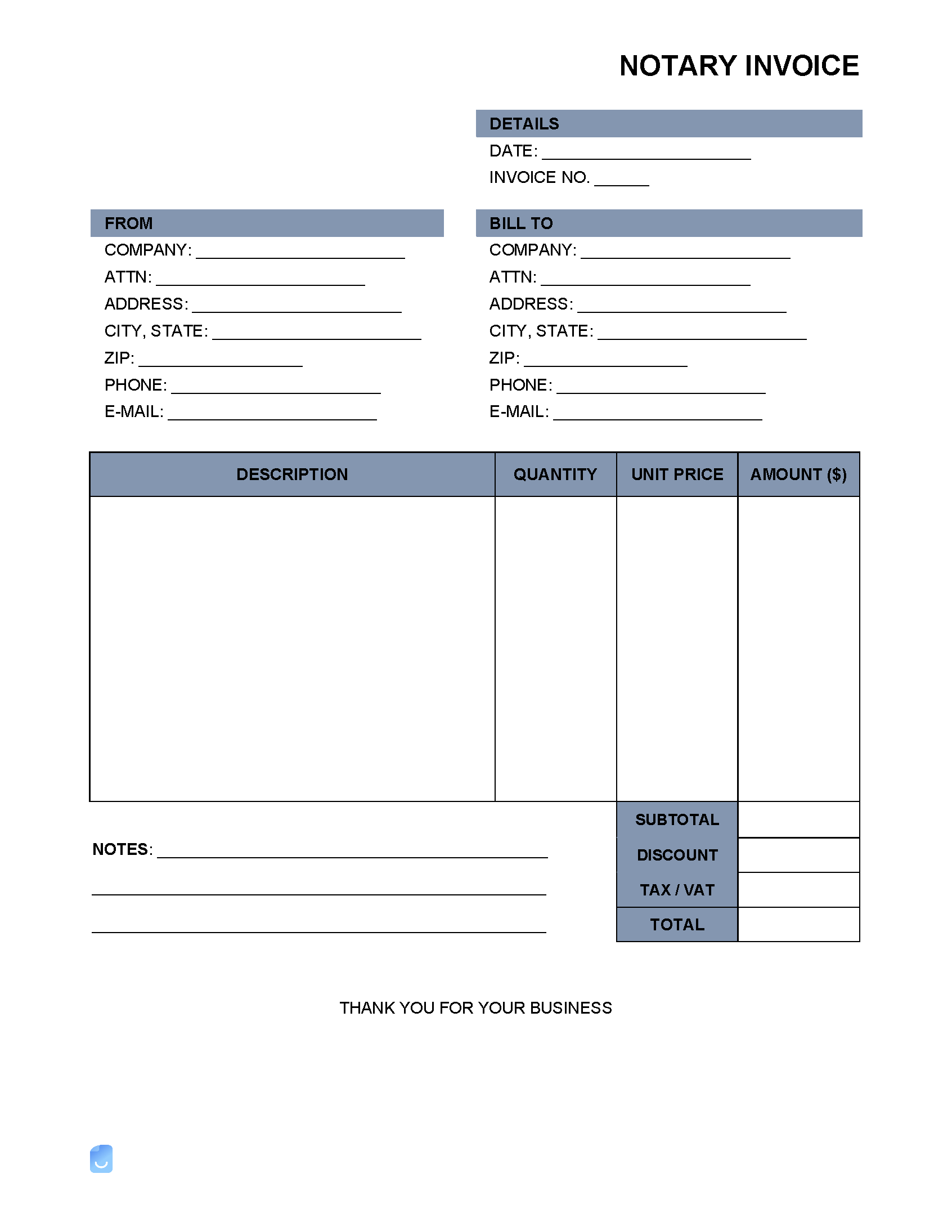 Notary Service Invoice Template Invoice Maker