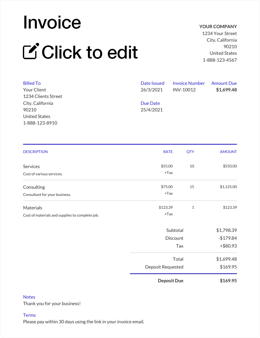 PDF Invoice Template PDF Invoice Template