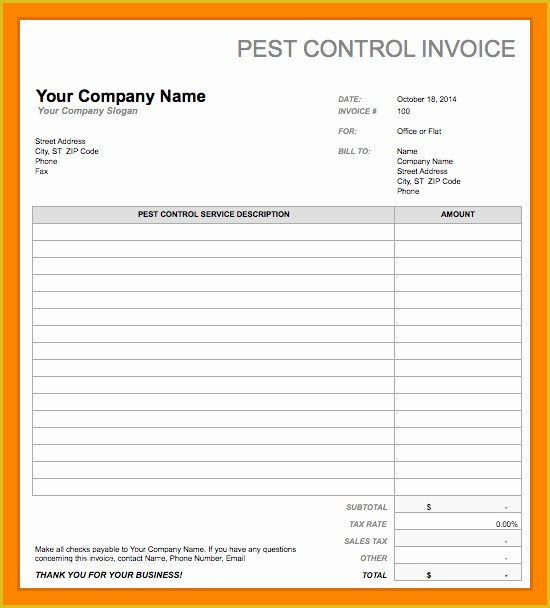 Pest Control Invoice Template Download Your Free Pest Control Invoice 
