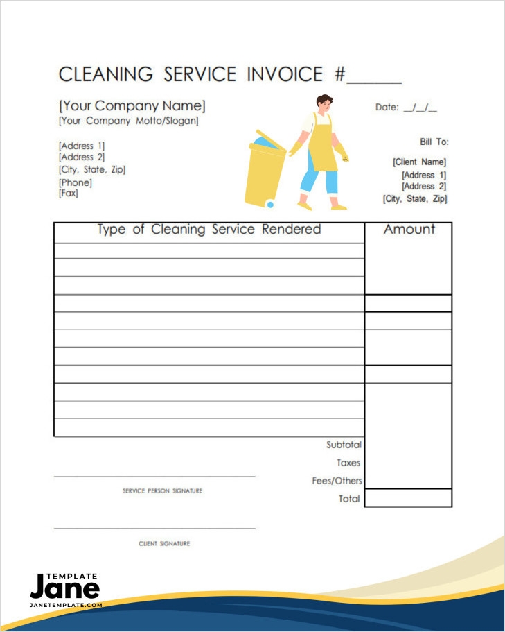Printable Cleaning Service Invoice Template