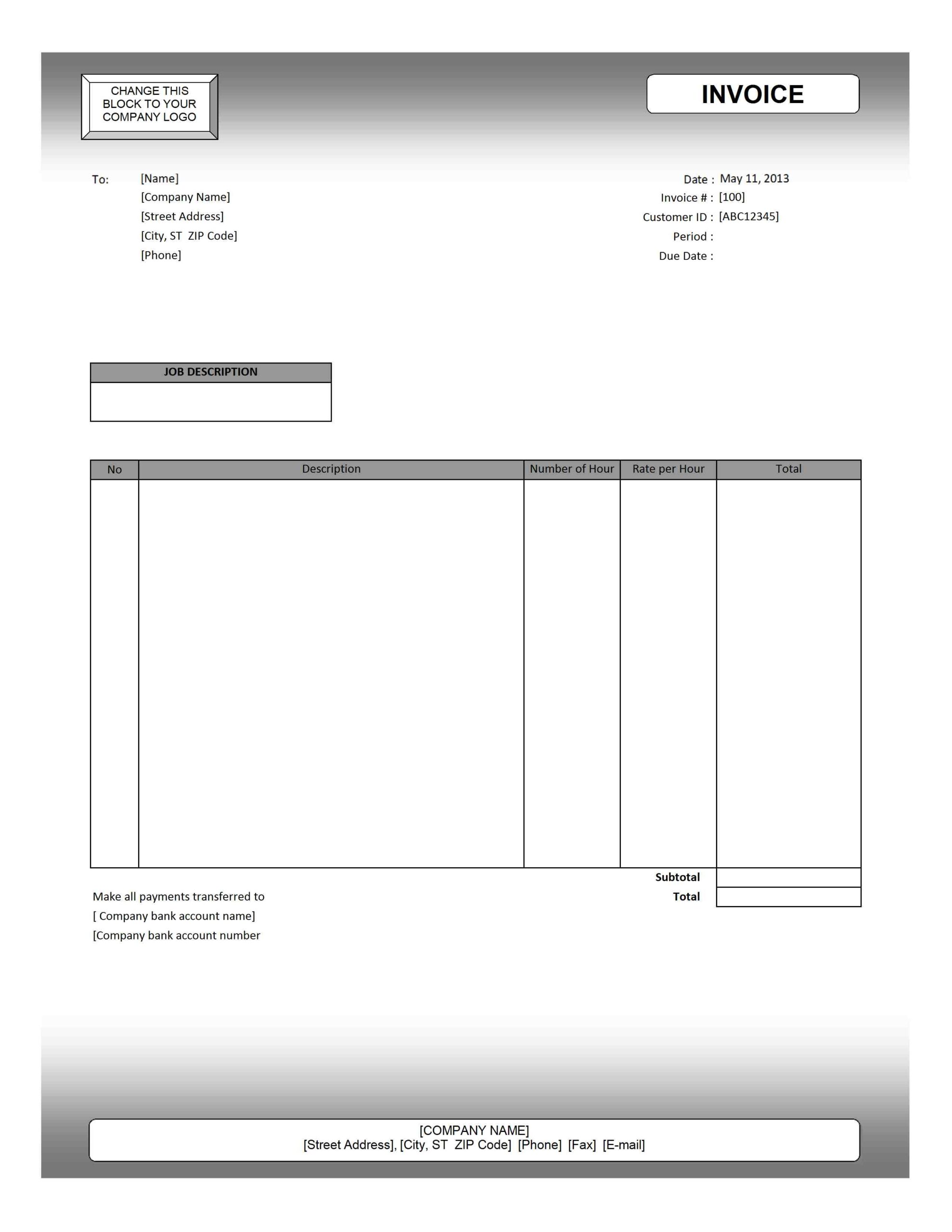 Printable Editable Invoice Template
