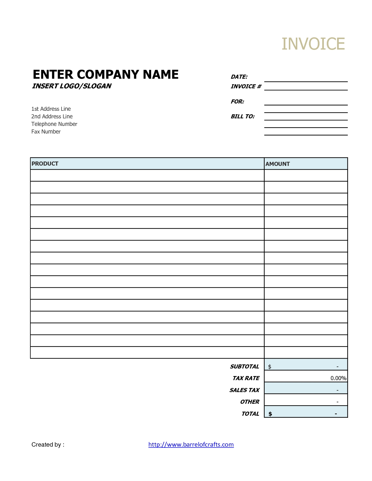 Printable Free Invoices Printable Free Invoices